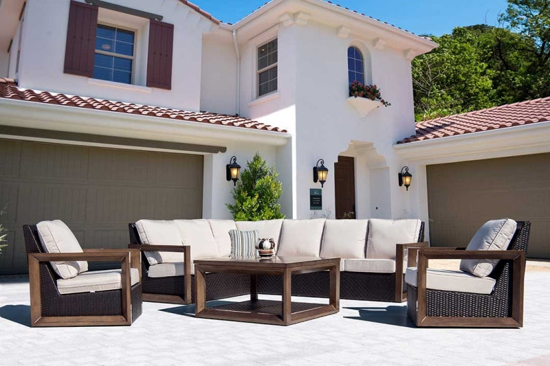 Delano 6-Piece Wicker Sectional Patio Set with Coffee Table, Seating for 8 & Cushions