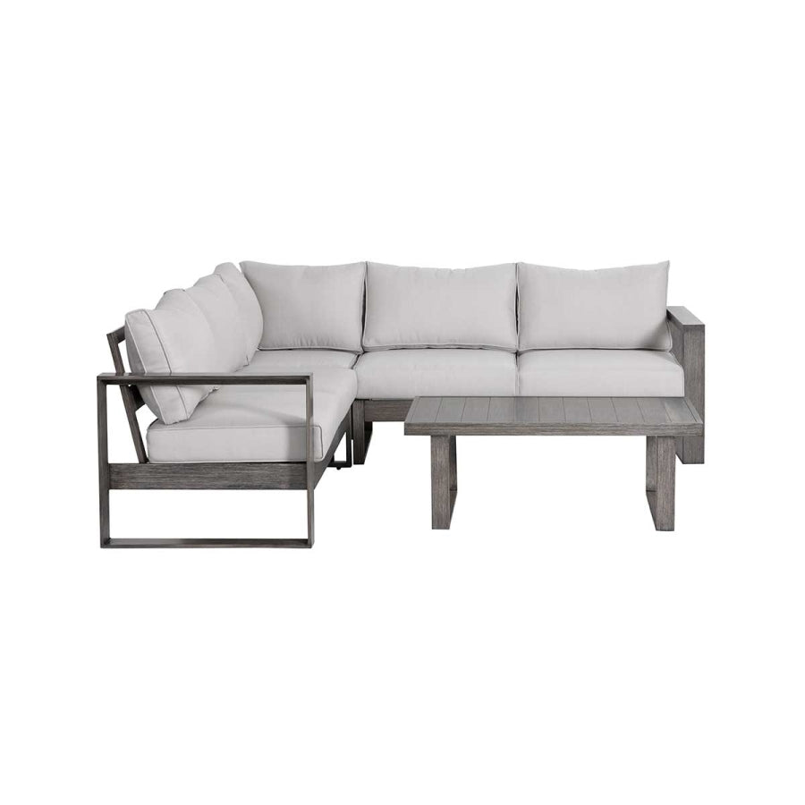 Walsh 4-Piece Aluminum Patio Sectional Sofa Set with Corner Seating & Coffee Table – Seats 5