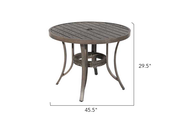 Tenaya 5-Piece Wicker Patio Dining Set with Round Table, Cushions & Aluminum Frame