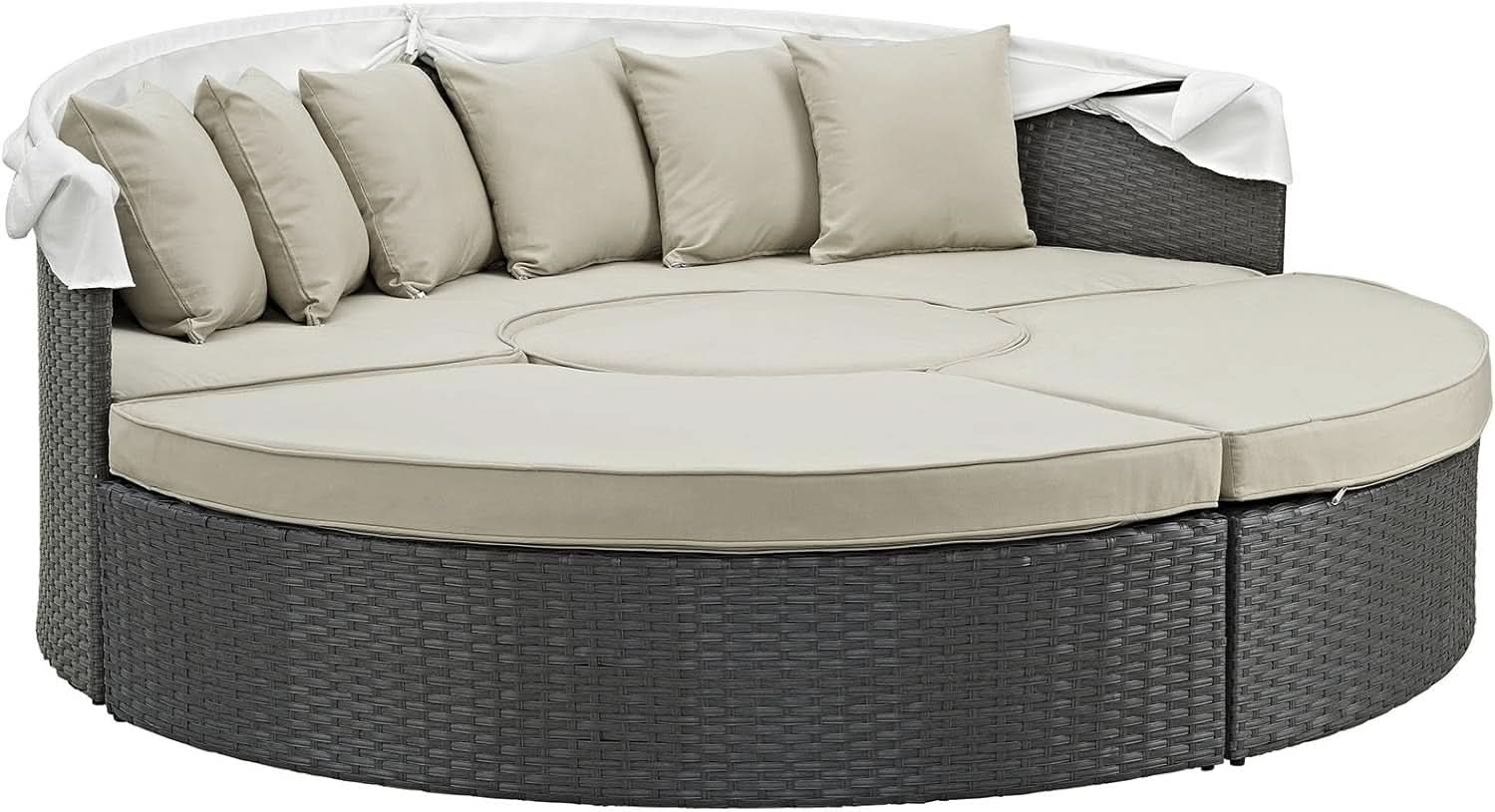 Inviting Outdoor Patio Sunbrella Sectional Daybed with Canopy