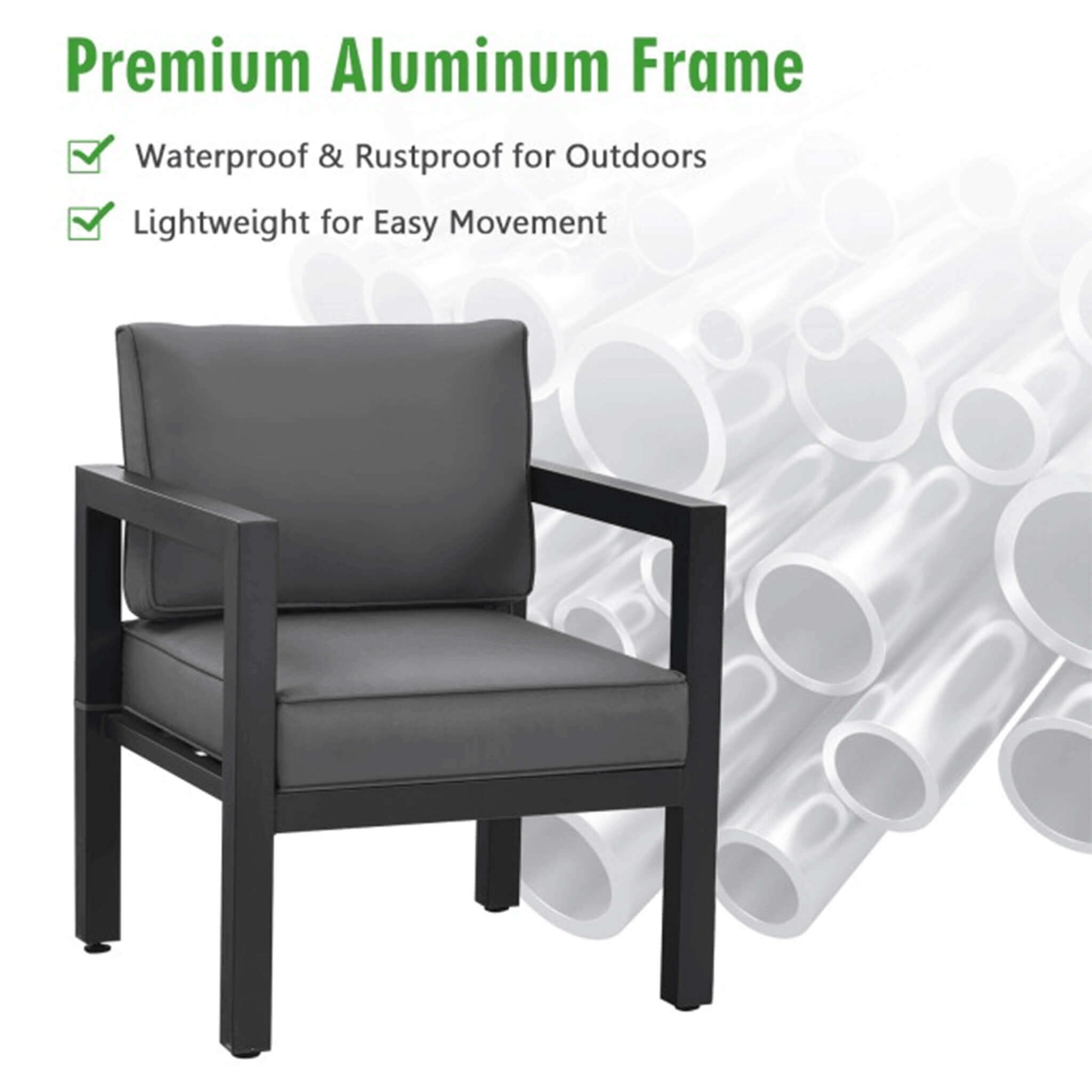 Alora 4-Piece Aluminum Outdoor Seating Set – Modern Modular Patio Lounge Set