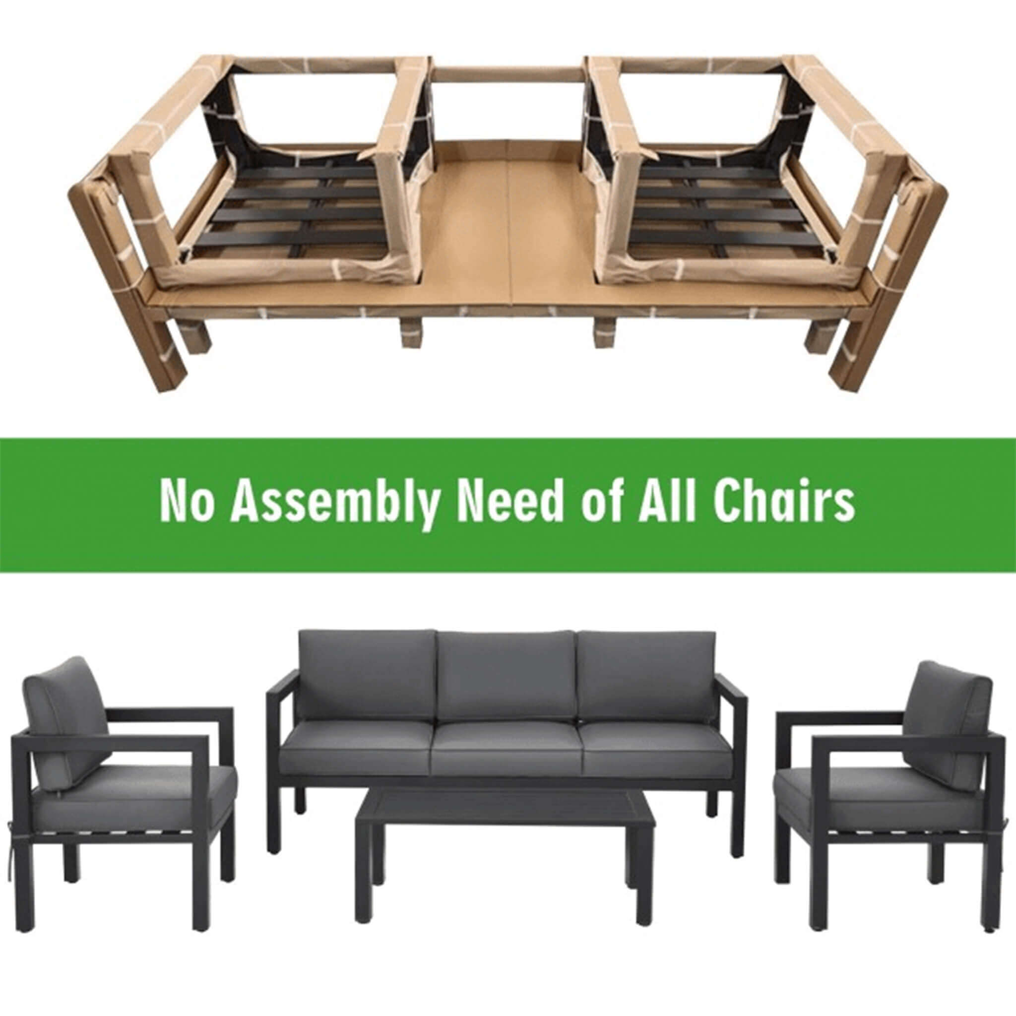 Alora 4-Piece Aluminum Outdoor Seating Set – Modern Modular Patio Lounge Set