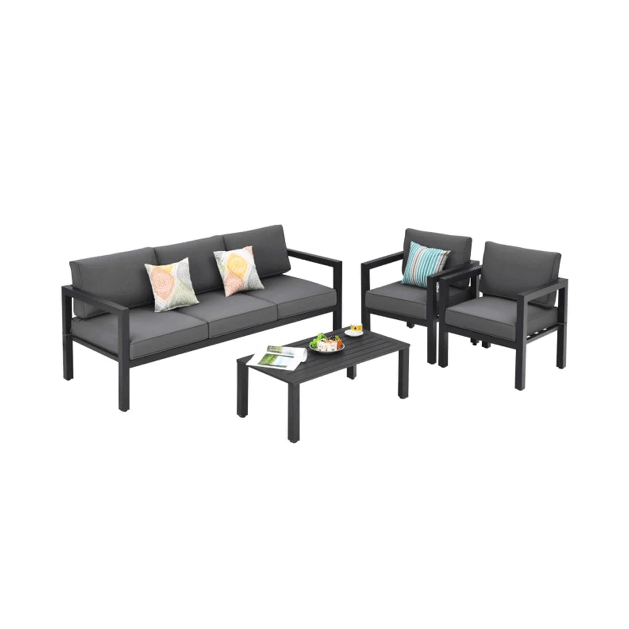 Alora 4-Piece Aluminum Outdoor Seating Set – Modern Modular Patio Lounge Set
