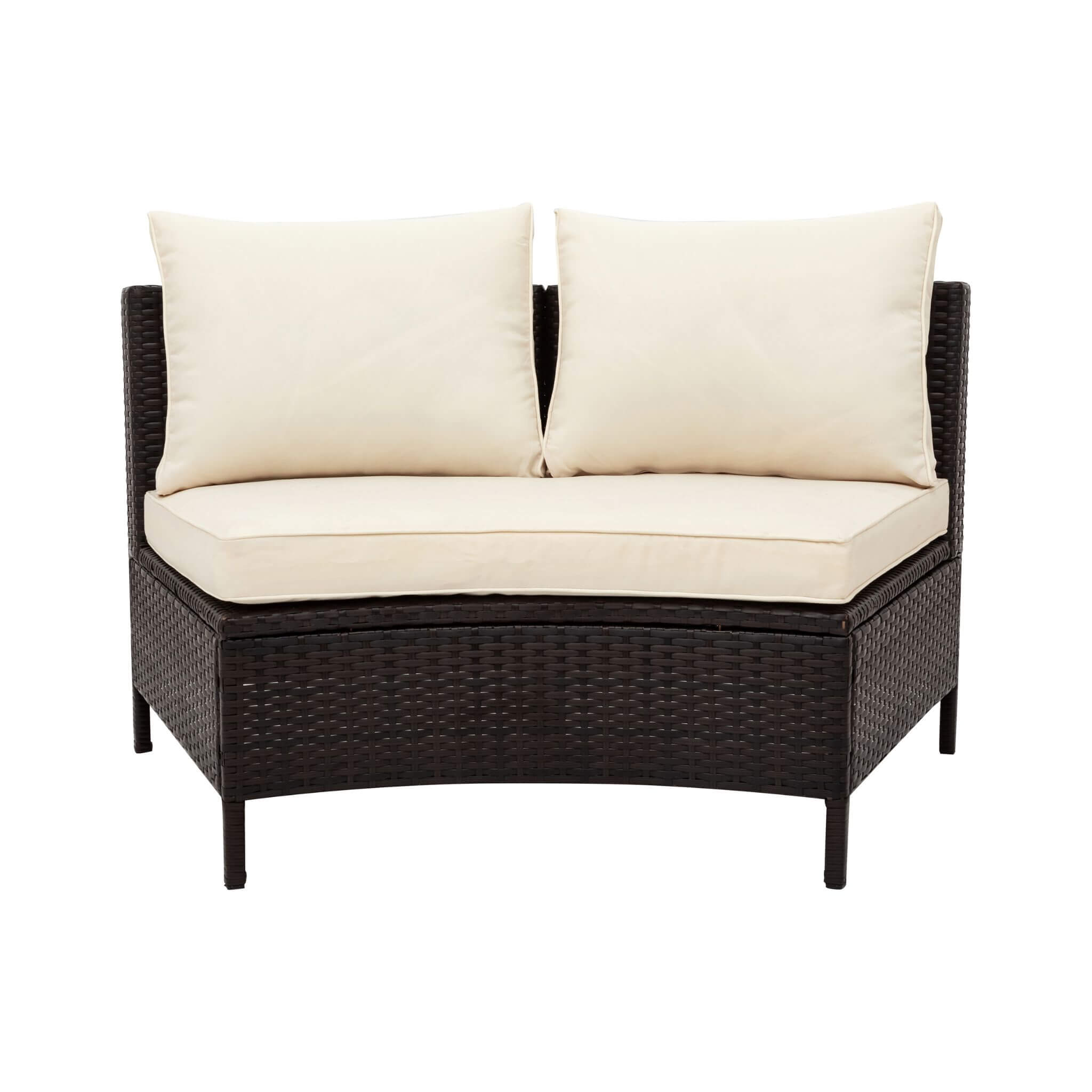 Alora 5-Piece Half-Moon Rattan Wicker Outdoor Sectional Sofa Set with Glass Table