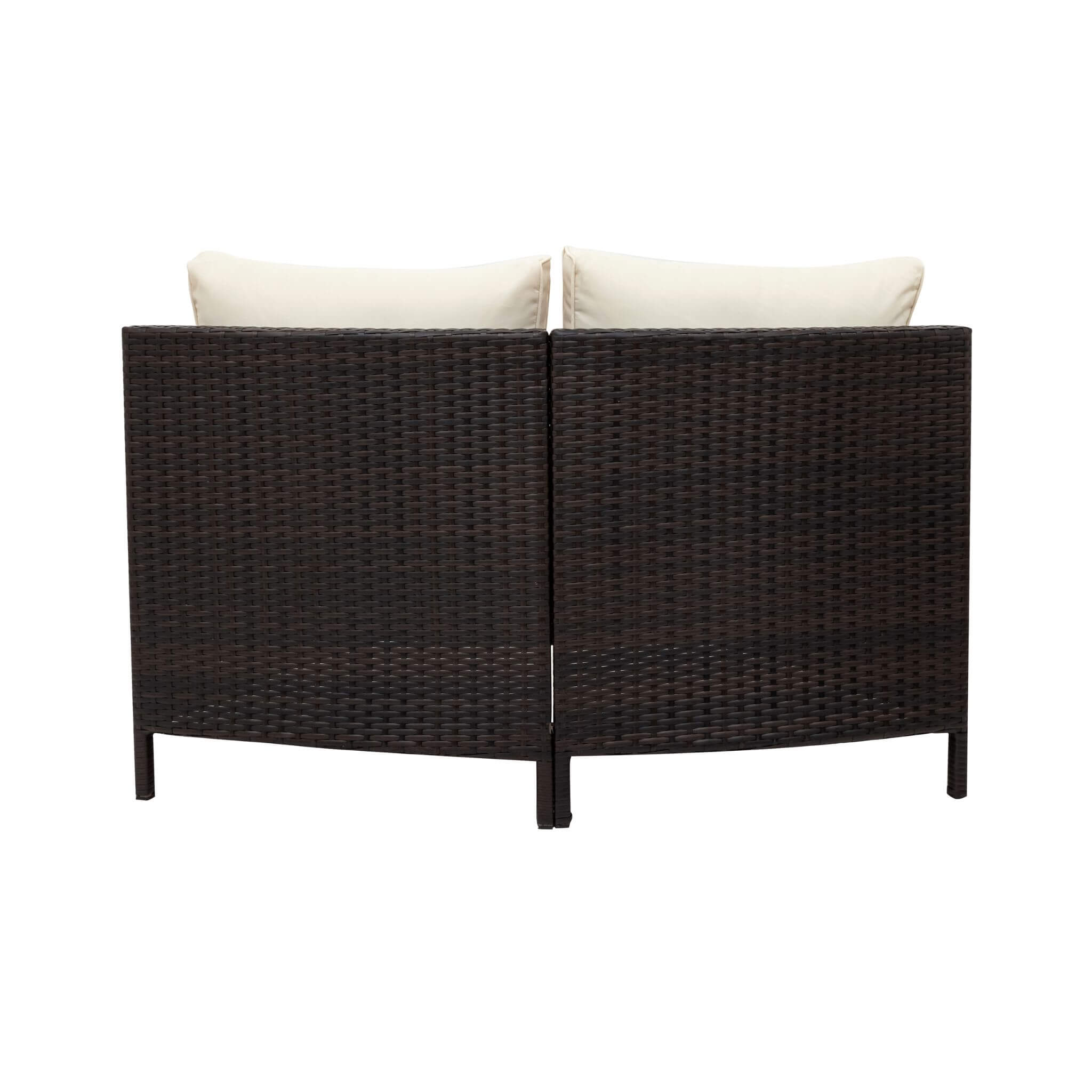 Alora 5-Piece Half-Moon Rattan Wicker Outdoor Sectional Sofa Set with Glass Table