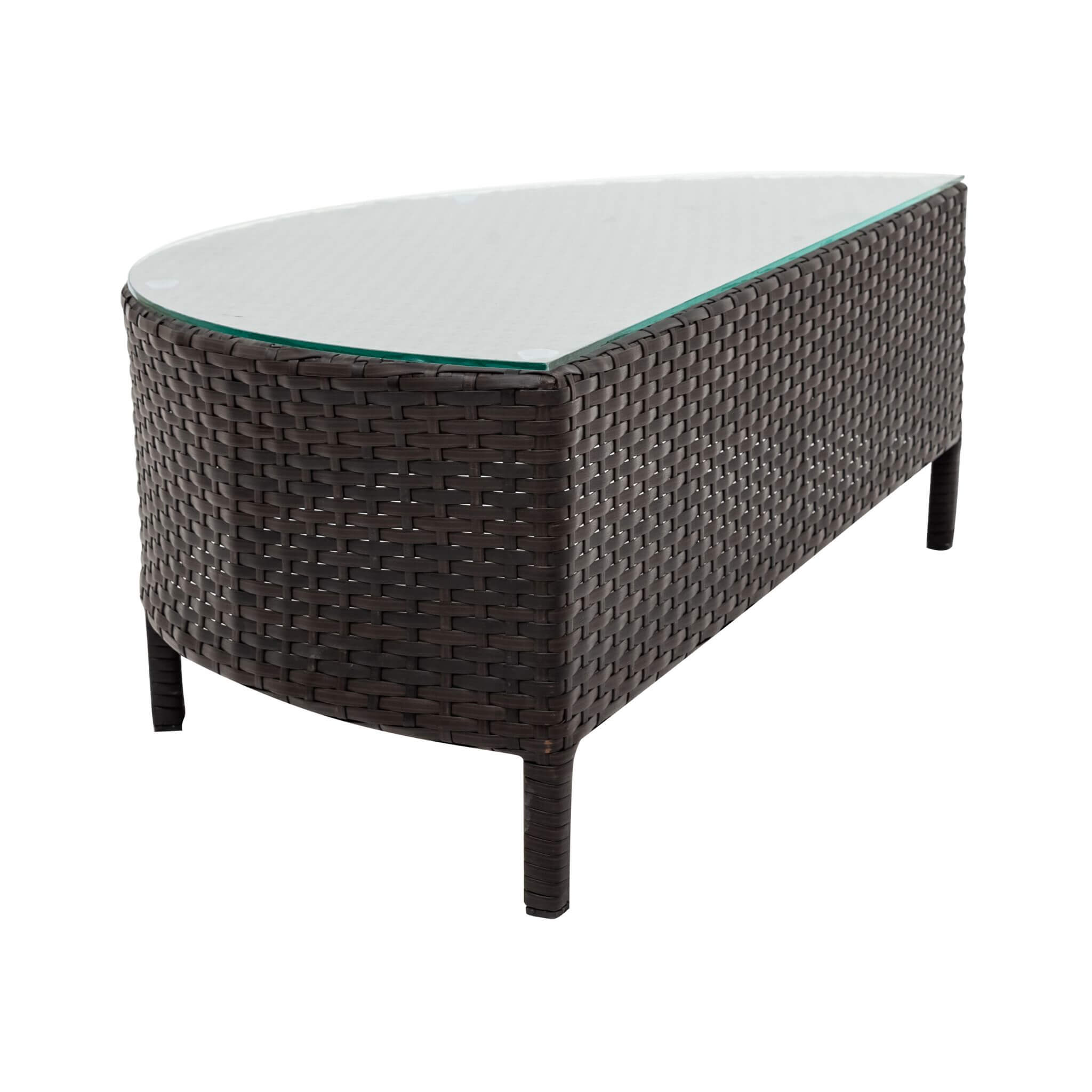Alora 5-Piece Half-Moon Rattan Wicker Outdoor Sectional Sofa Set with Glass Table