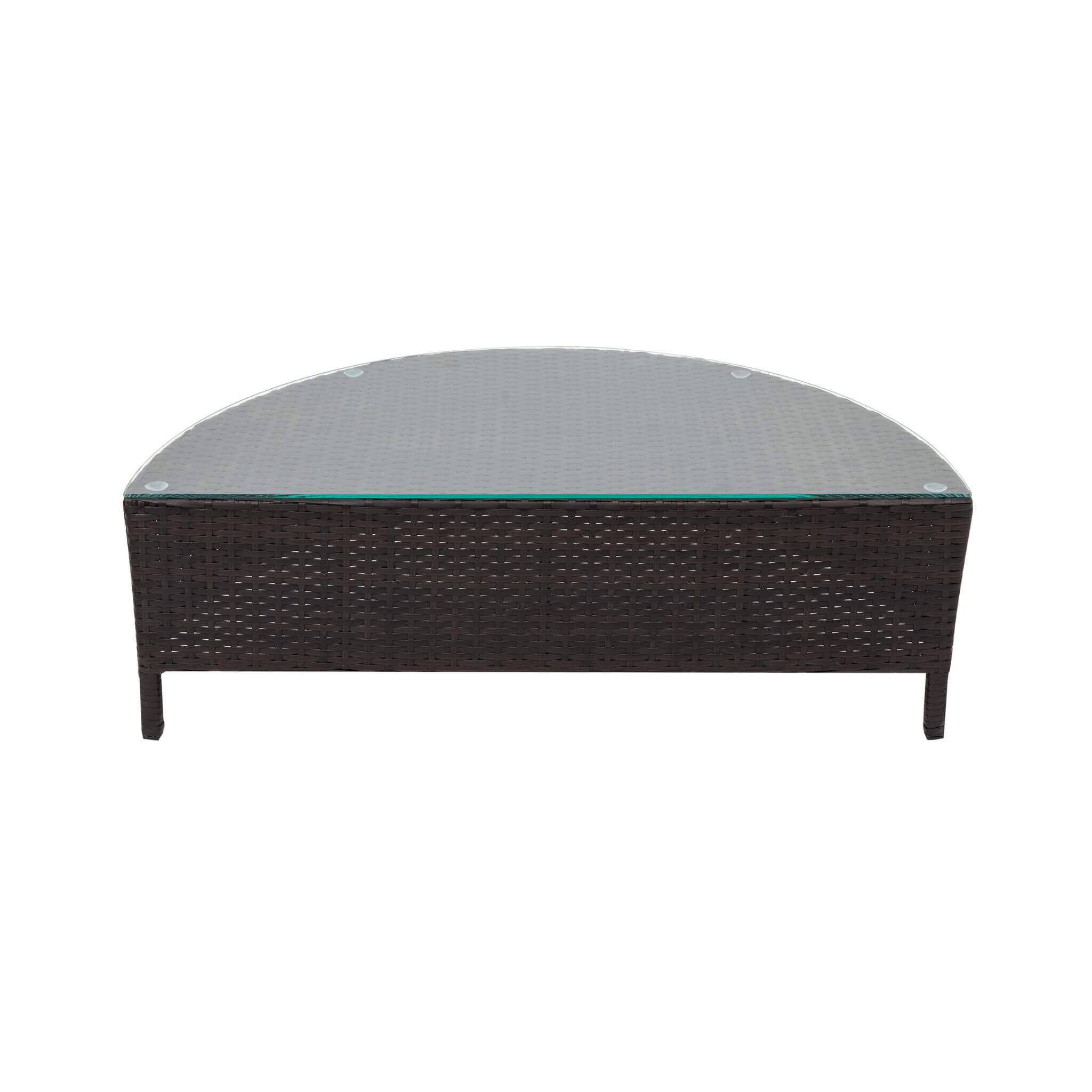 Alora 5-Piece Half-Moon Rattan Wicker Outdoor Sectional Sofa Set with Glass Table