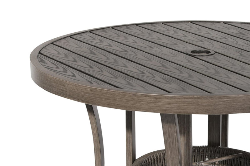 Tenaya 5-Piece Wicker Patio Dining Set with Round Table, Cushions & Aluminum Frame