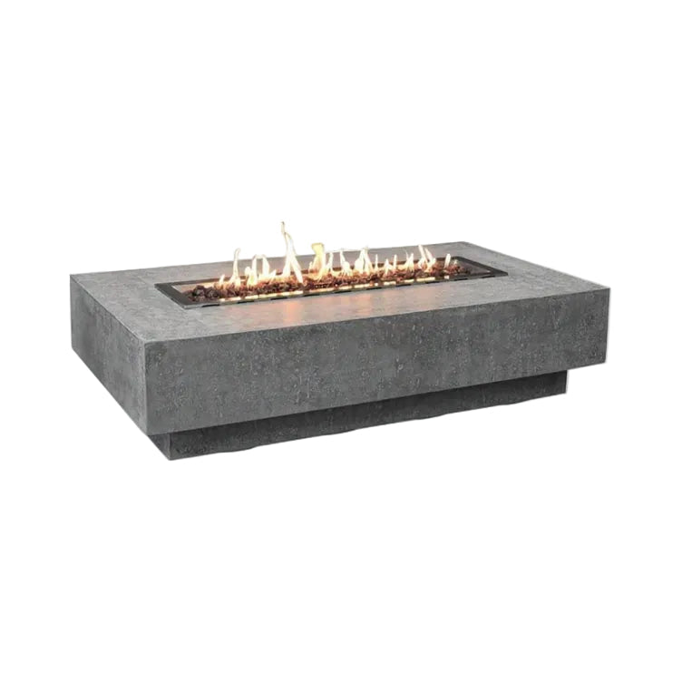 Hampton Fire Table Outdoor Fire Pit 56" X 32" Cast Concrete Firepit Includes Lava Rocks 45,000 Btus Outdoor Fireplace for Patio Furniture Set, Deck, Porch, Outdoor Heater - Liquid Propane