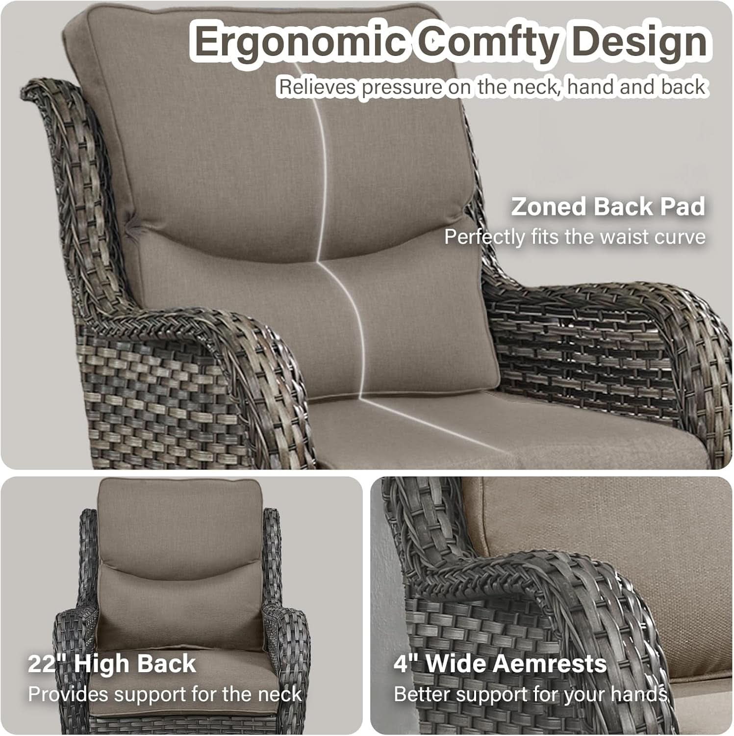 7-Piece Outdoor Patio Conversation Set with Swivel Rocker Chairs & Ottomans