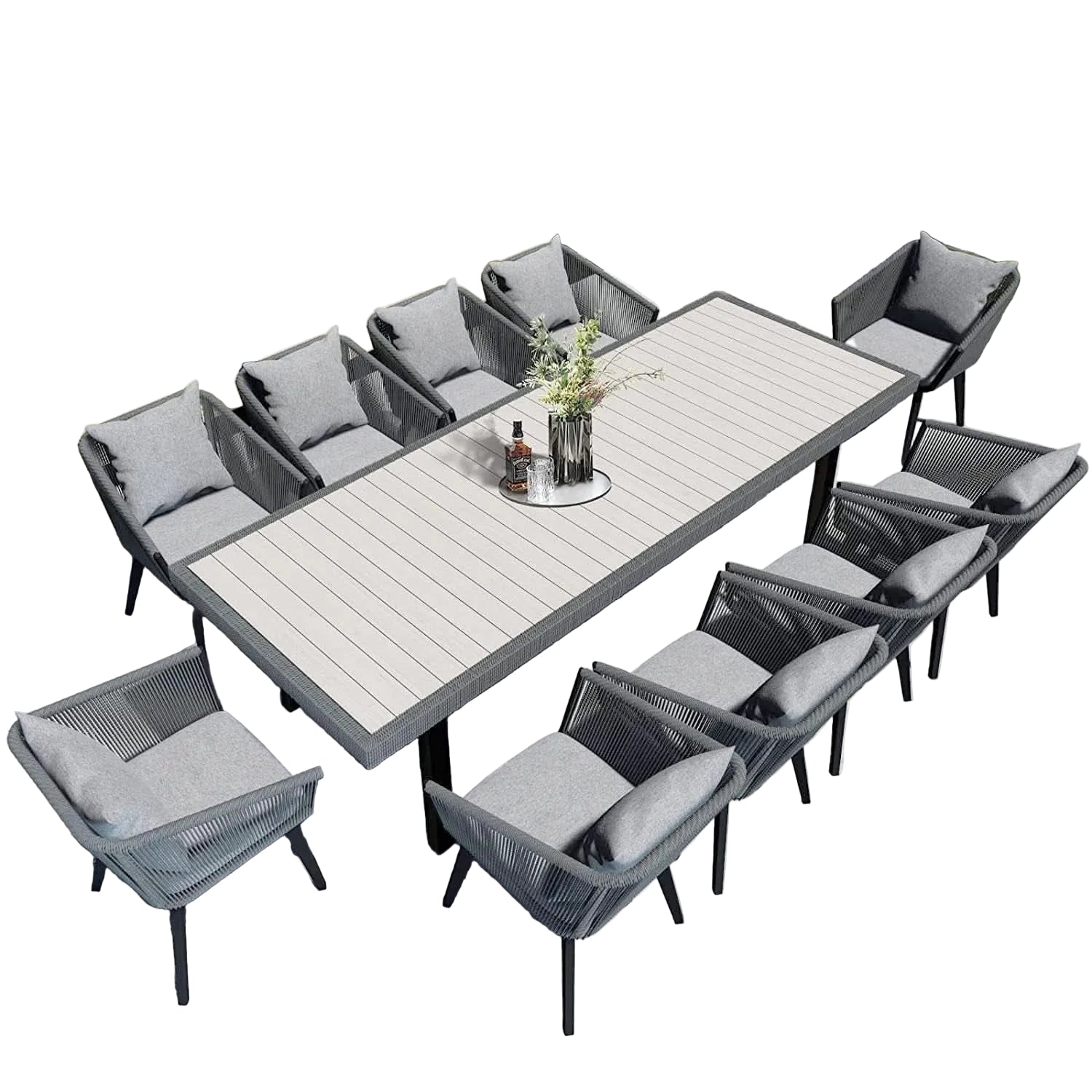Elegant 10-Piece Outdoor Patio Dining Furniture Set – Modern Wicker Conversation & Dining Set