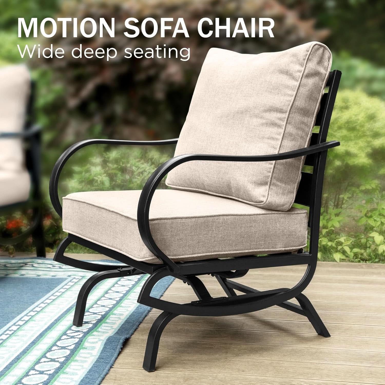 6-Piece Outdoor Patio Conversation Set with Cushioned Ottomans & Coffee Table