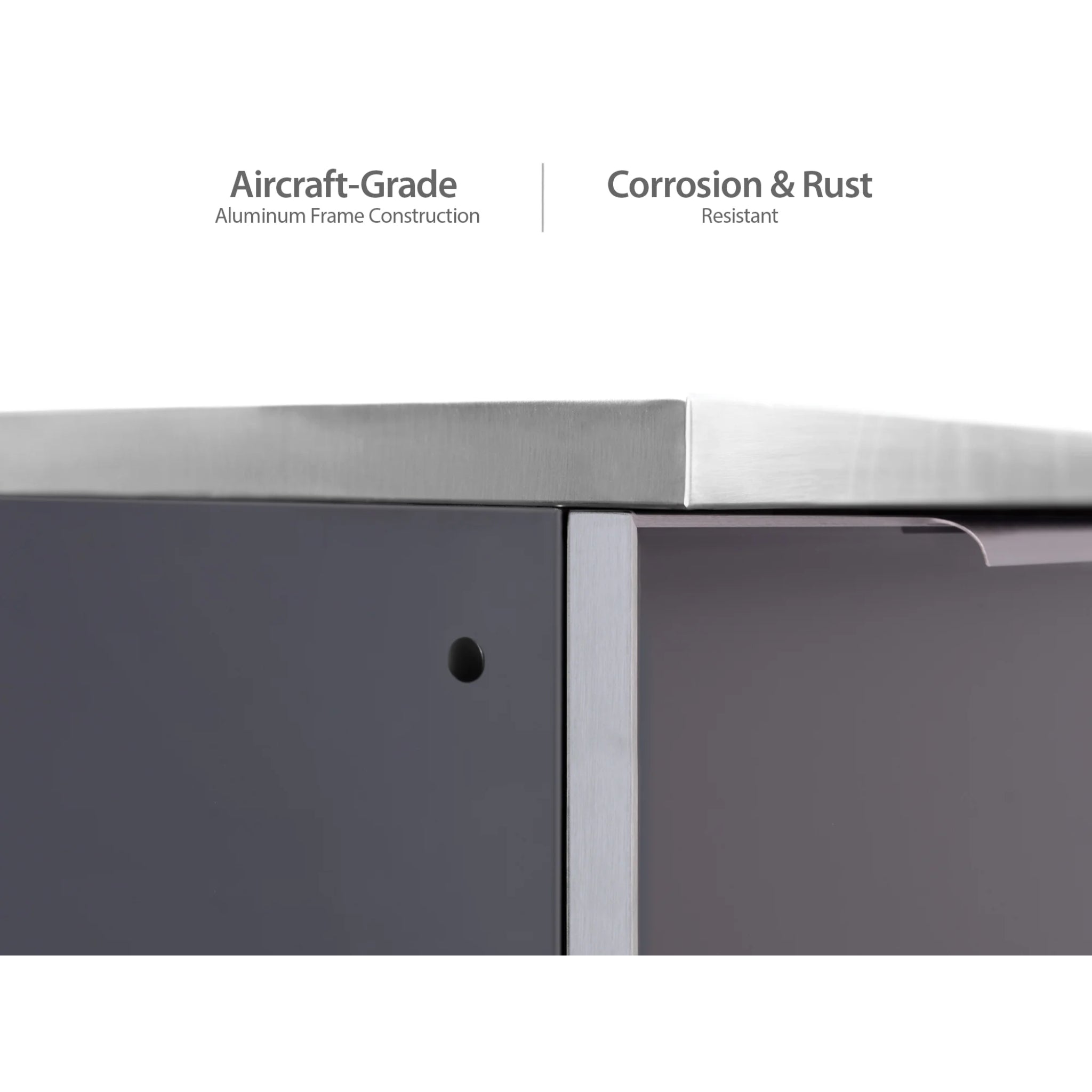 NewAge Products 96 inch Slate Gray Outdoor Kitchen Cabinet Set – 4-Piece with Stainless Steel Countertop & Bar Station