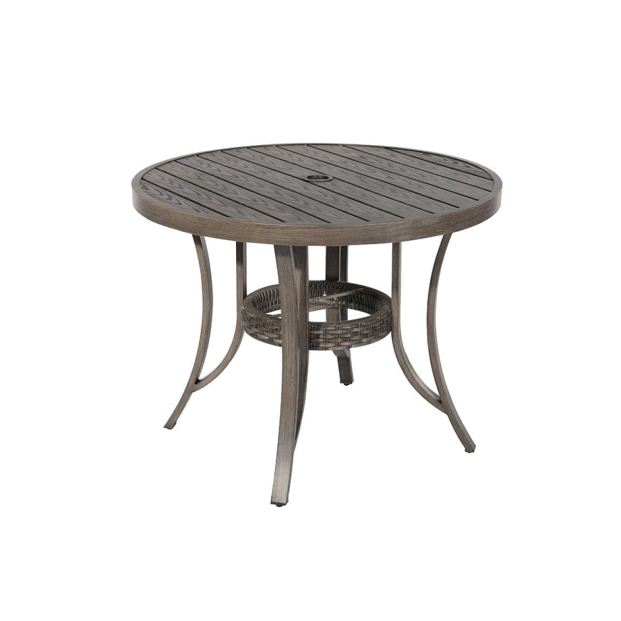 Tenaya 5-Piece Wicker Patio Dining Set with Round Table, Cushions & Aluminum Frame