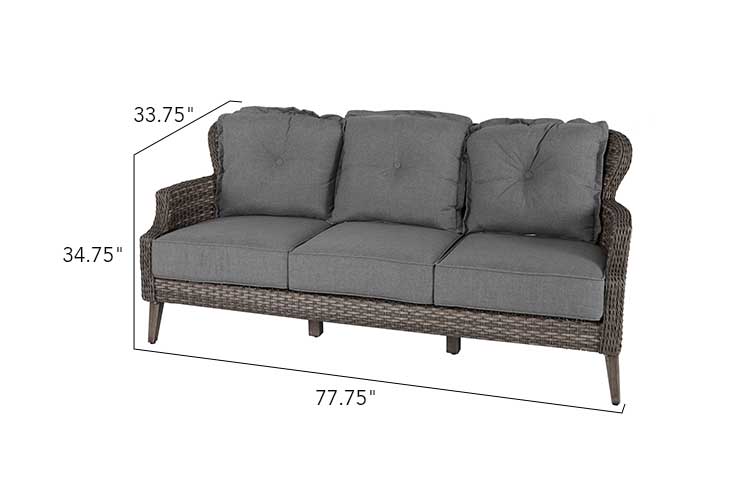 Tenaya 3-Piece Wicker Sofa Set with Swivel Rocking Chairs