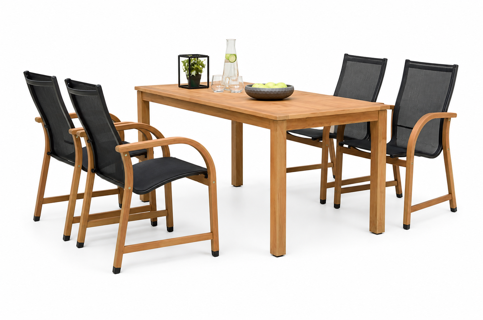 Orlando Wood Table and Manhattan Black Dining Set