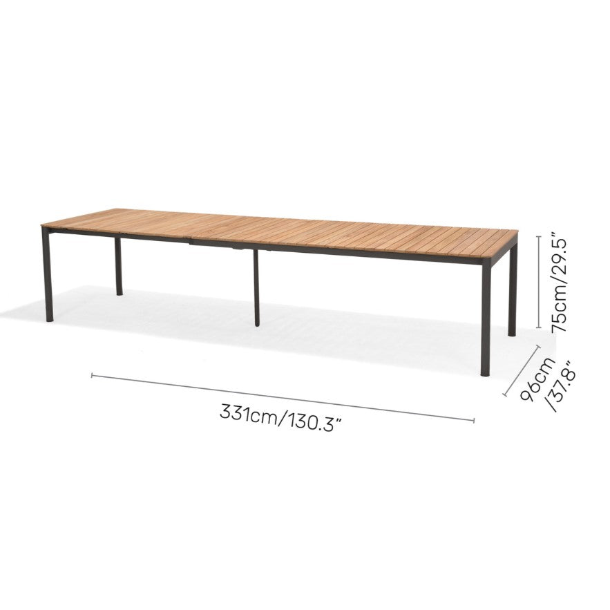 Topaz Dark Teak and Aluminum Rectangular Extendable Table