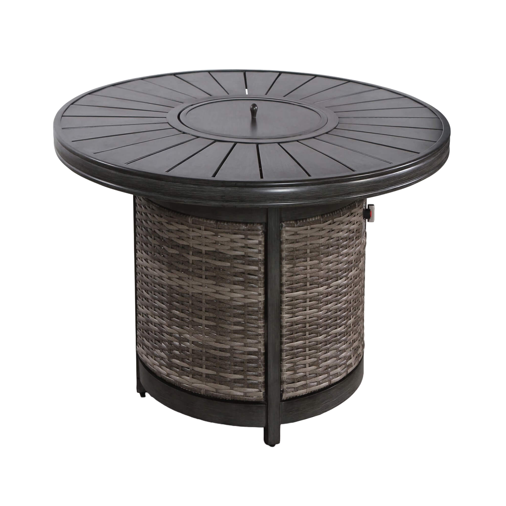 Alora 52 inch Wicker Propane Fire Pit Table with Aluminum Top