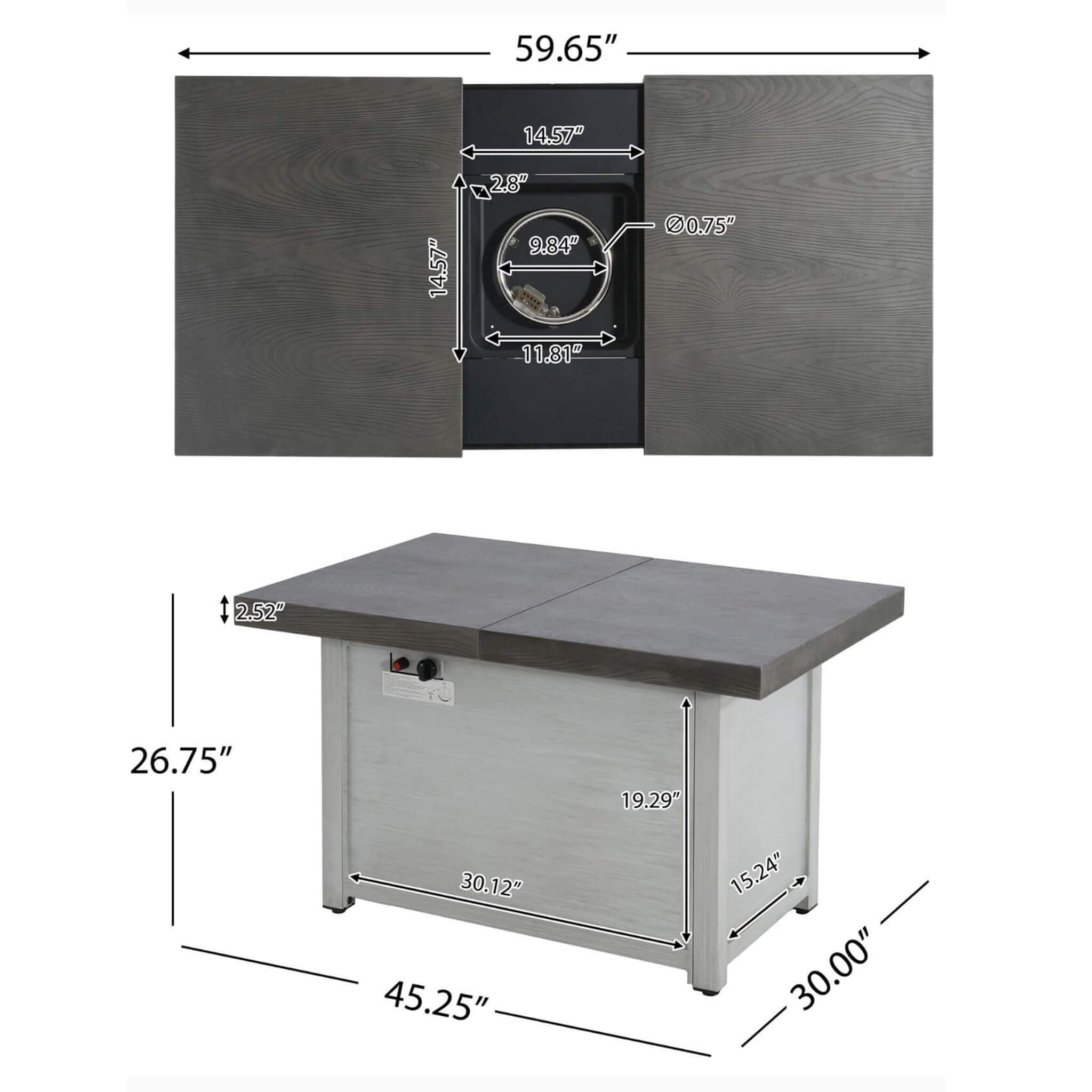 Alora 46–60 in Adjustable Aluminum Propane Fire Pit Table – 50,000 BTU Outdoor Fire Table