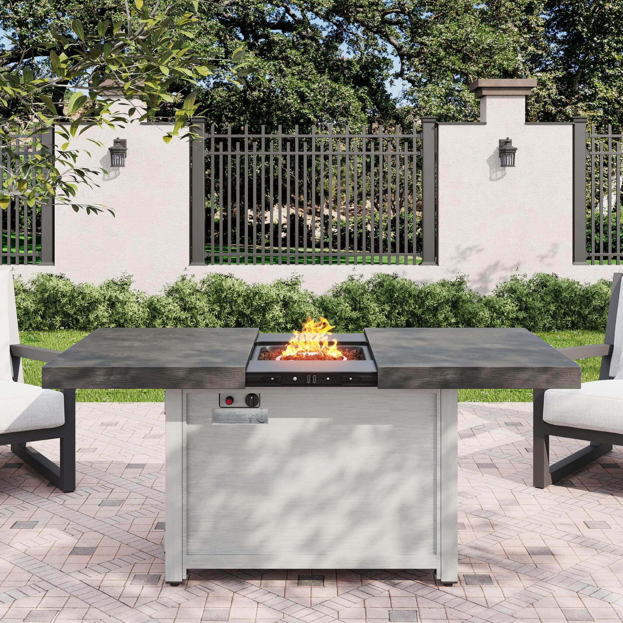 Alora 46–60 inch Rectangular Aluminum Propane Fire Pit Table