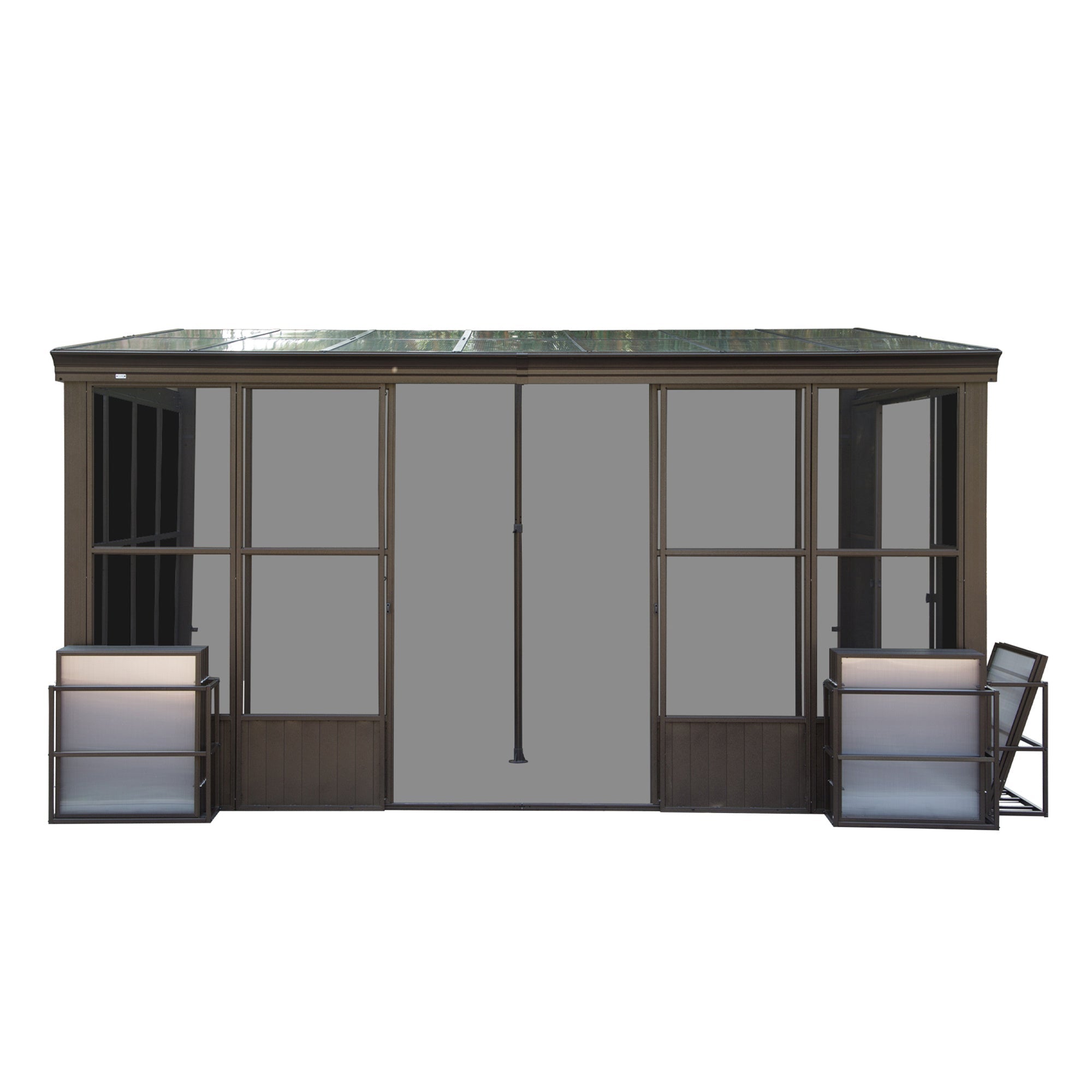 10x14FT All Season Sunroom with Detachable Windows and Sliding Doors