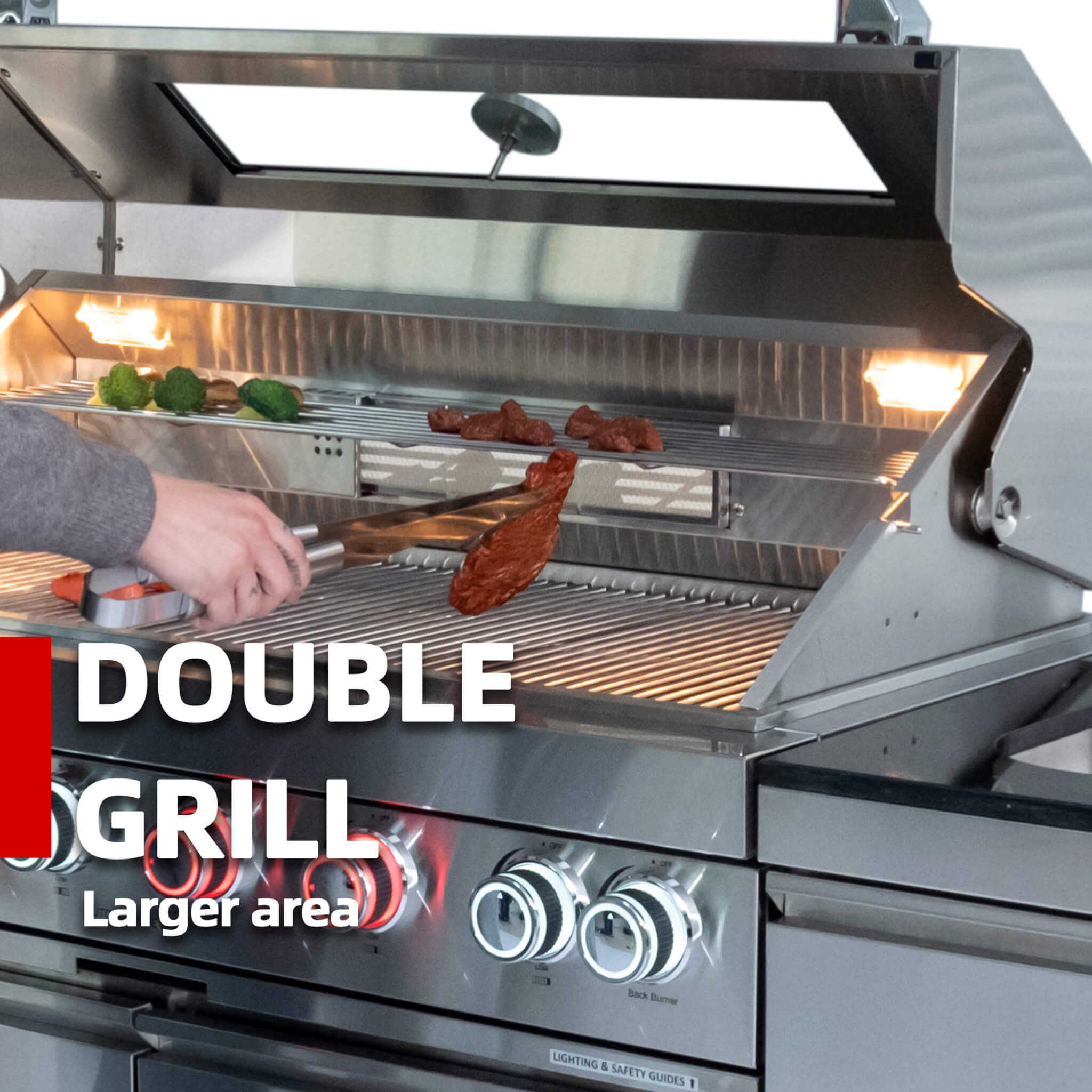Castelle Flame 43 inch 6-Burner Outdoor Kitchen Island Grill with Sink & Granite Countertops