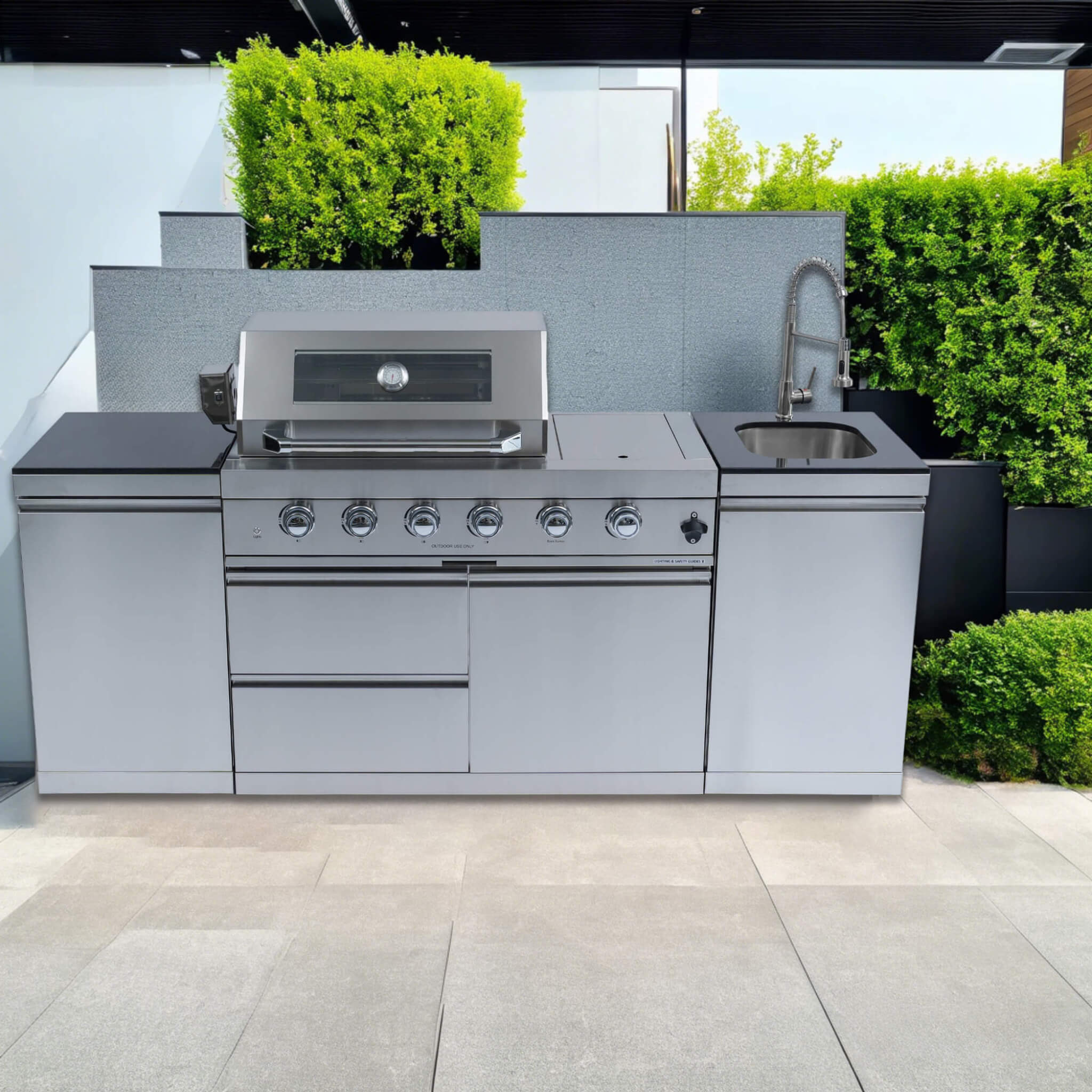 Castelle Flame 46 inch 4-Burner Stainless Steel Outdoor Kitchen Island Grill