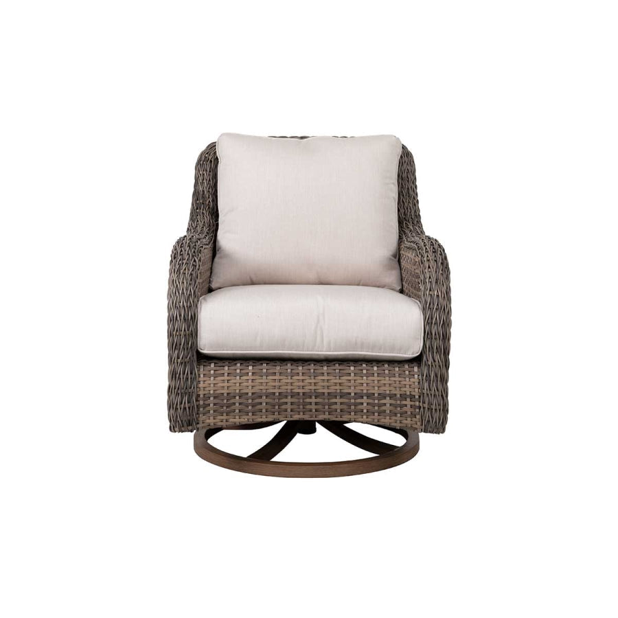 Mitchell 4-Piece Wicker Patio Set with Swivel Rocking Chair, Sofa & Sunbrella Cushions
