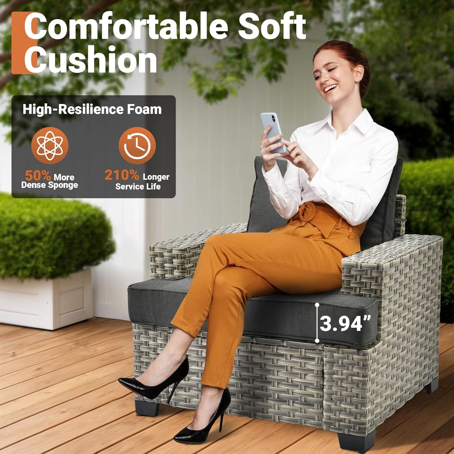 6 Piece Outdoor Rattan Wicker Sectional Sofa Set with light up Coffee Table