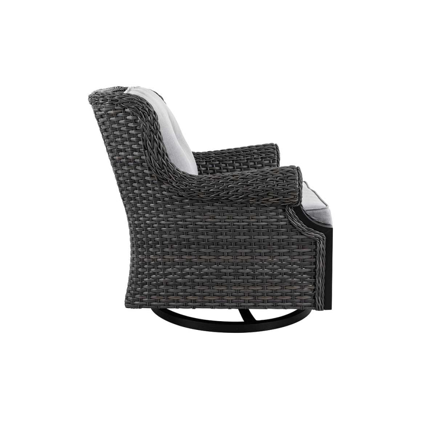 Lassen 3-Piece Wicker Patio Set with Sofa & Swivel Rocking Chairs, 6" Cushions