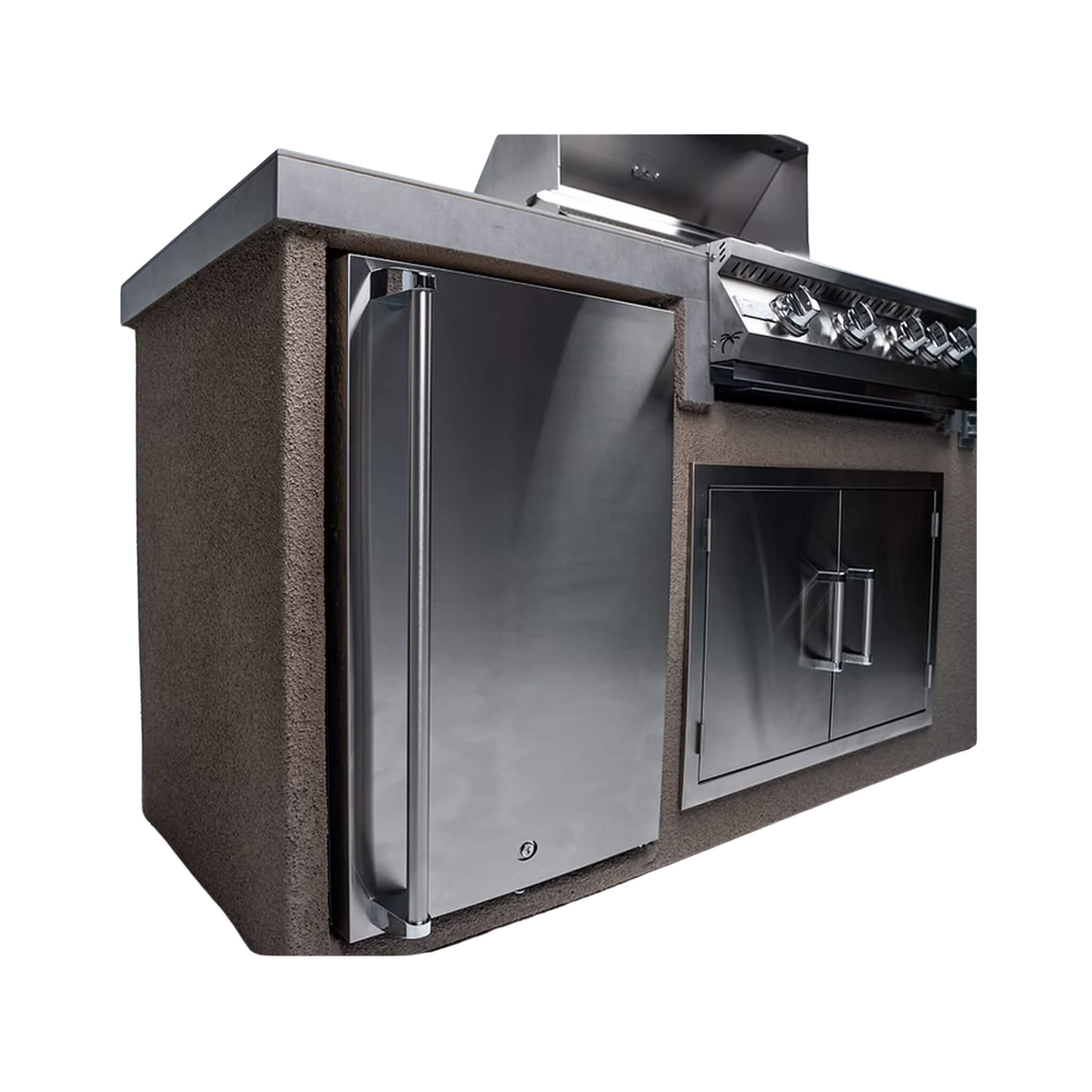 KoKoMo Grills 7FT Straight BBQ Island With Built-In BBQ And Refrigerator [Made-To-Order]