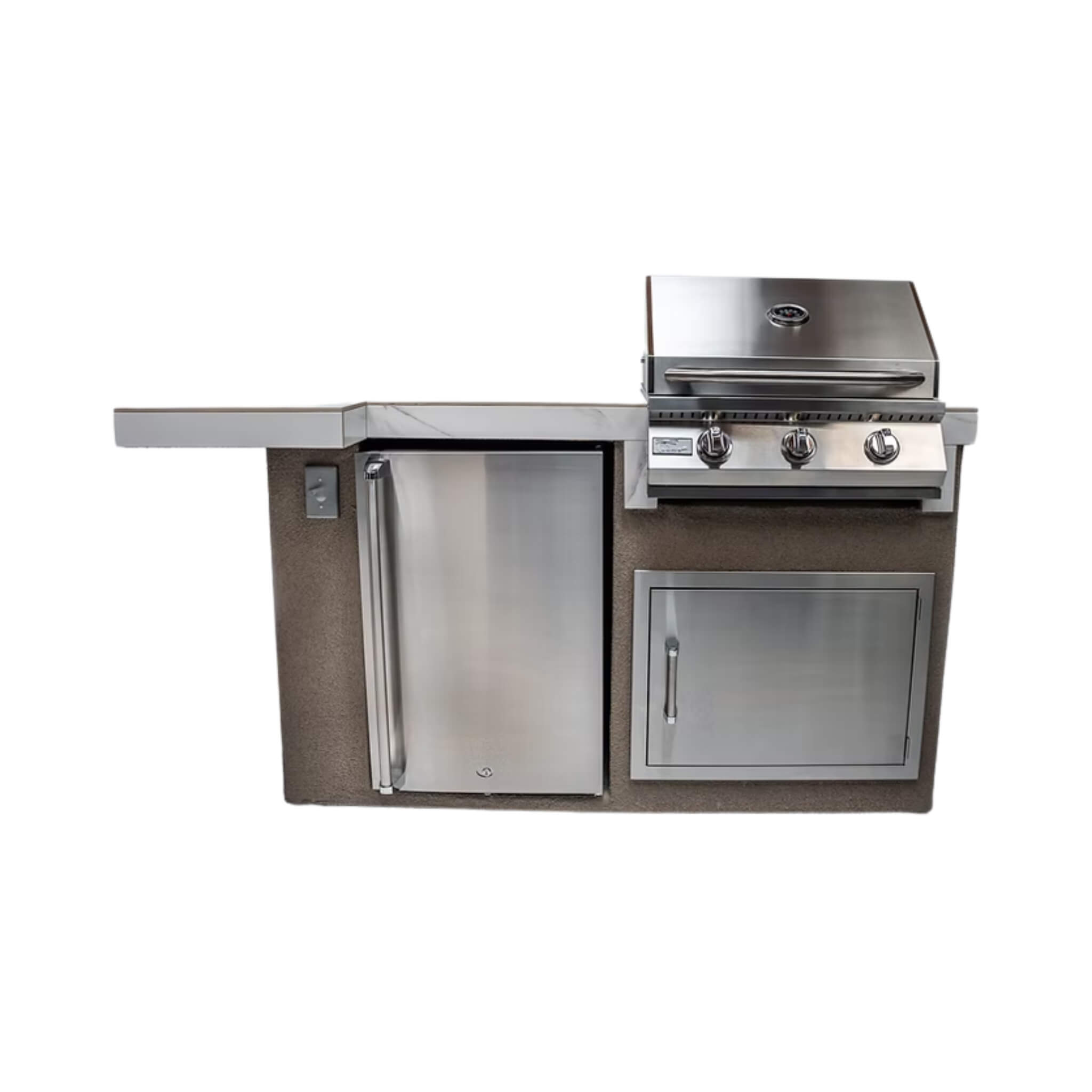KoKoMo Grills Mini Maui 6FT BBQ Island With LED Lights, Built-In BBQ And Refrigerator [Made-To-Order]