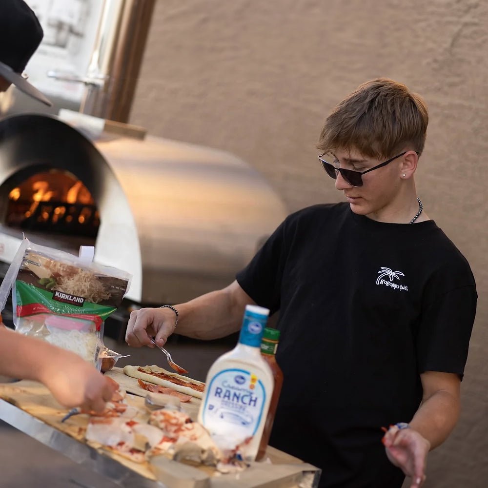 KoKoMo Grills 32-Inch Stainless Steel Wood-Fired Outdoor Pizza Oven with Cart