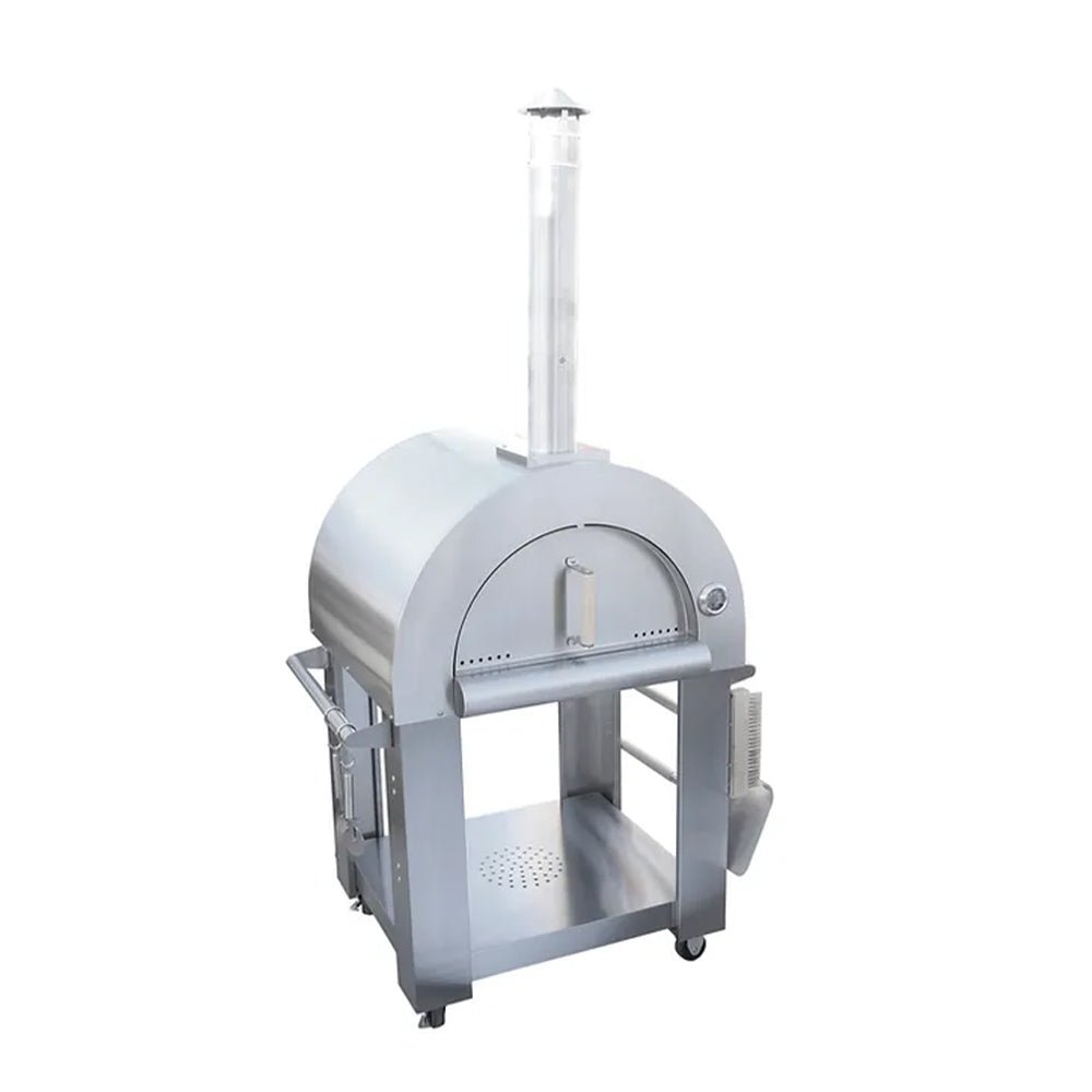 KoKoMo Grills 32-Inch Stainless Steel Wood-Fired Outdoor Pizza Oven with Cart