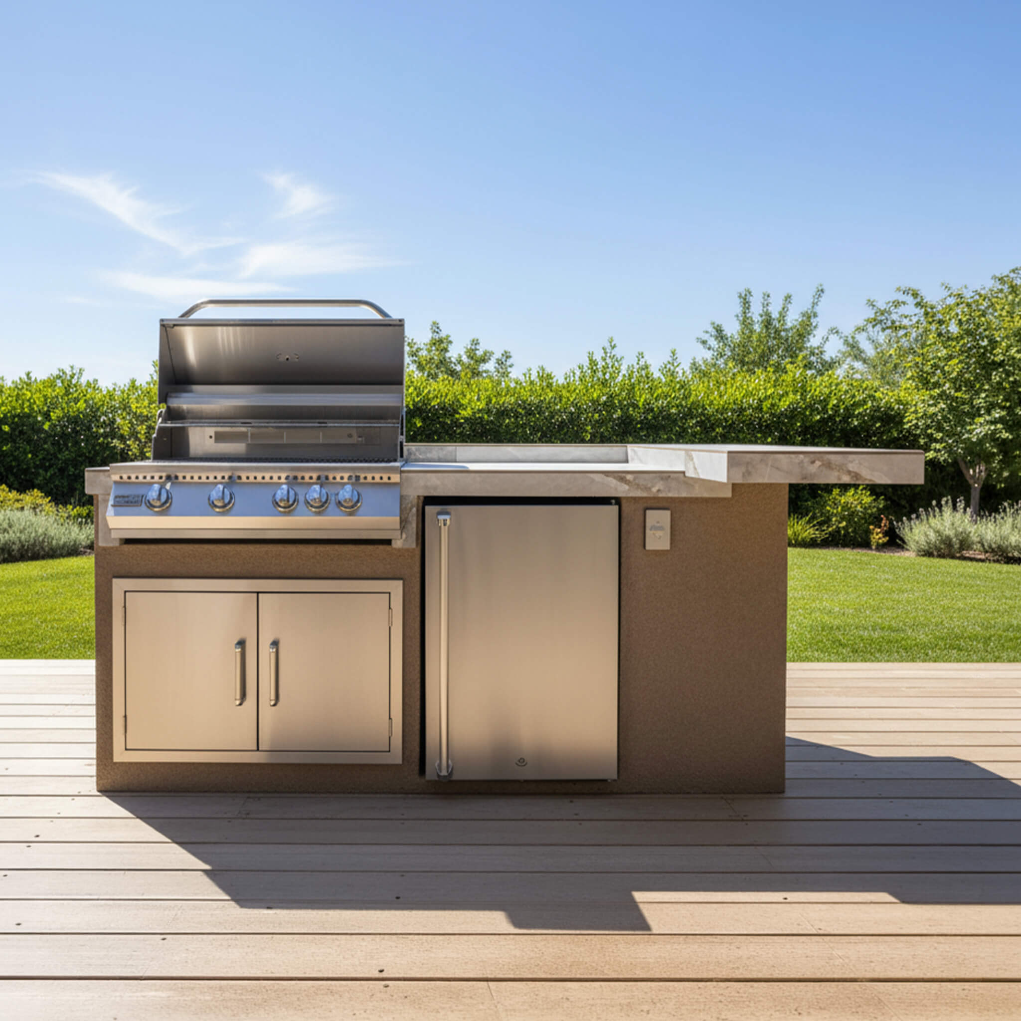 KoKoMo Grills St.John 7FT BBQ Island With LEDs, Built-In BBQ And Refrigerator [Made-To-Order] (SAK91568)