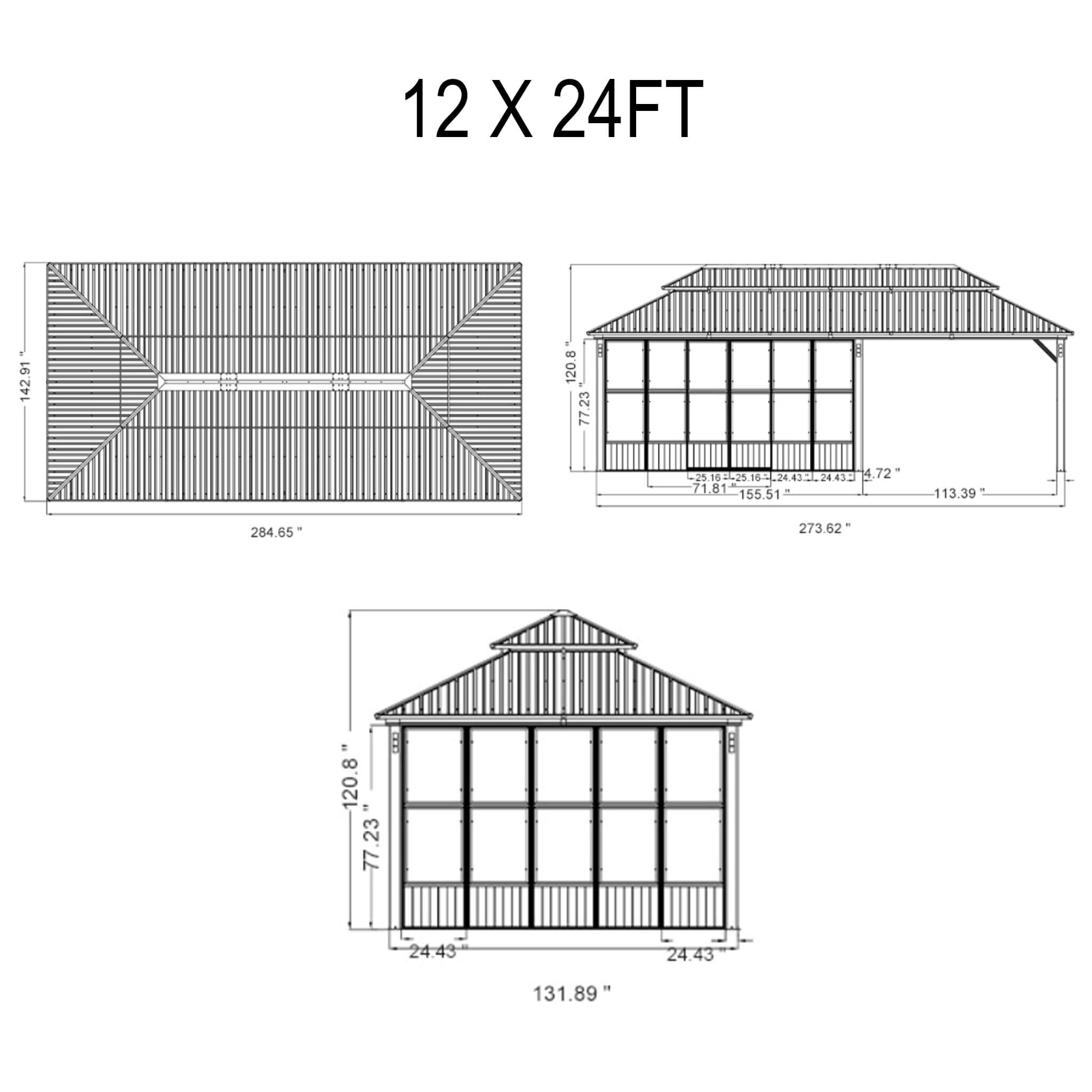 Alora Oasis Hardtop Aluminum Outdoor Sunroom with Sliding Doors & LED Lights
