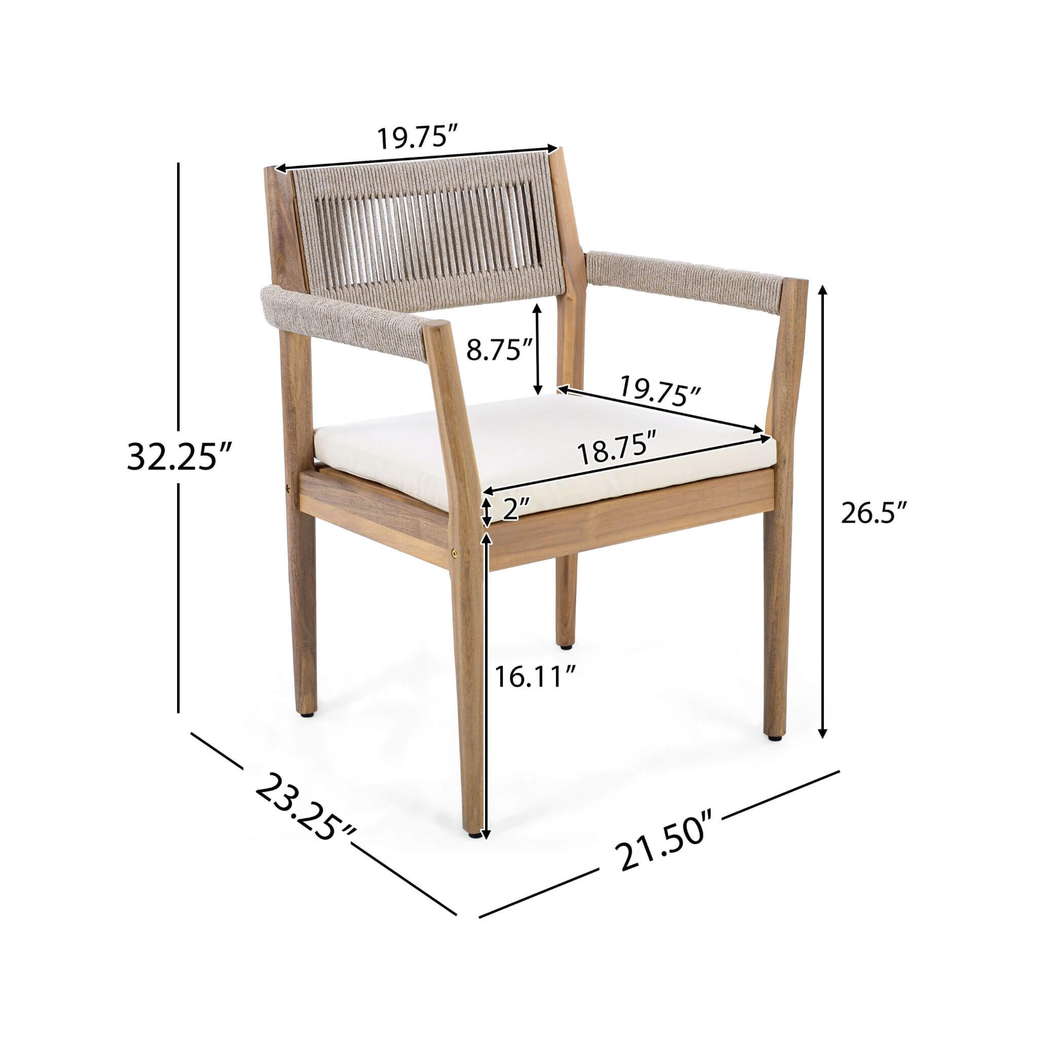 Alora 5-Piece Acacia Wood Outdoor Dining Set with Braided Chairs & Cushions