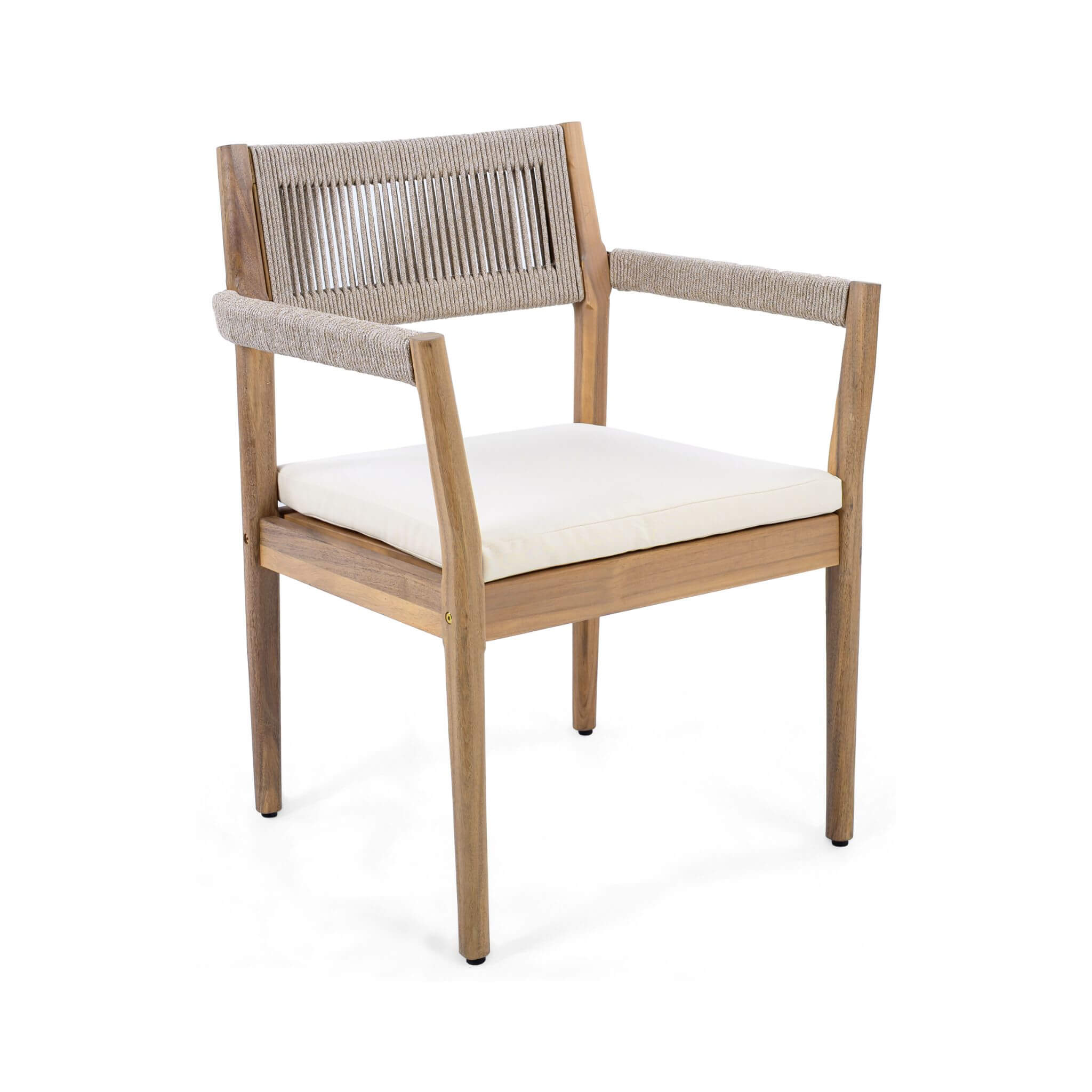 Alora 5-Piece Acacia Wood Outdoor Dining Set with Braided Chairs & Cushions