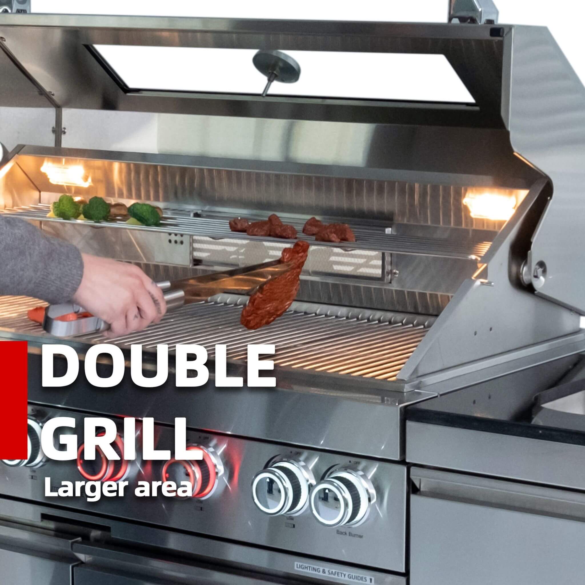Castelle Flame 43 inch 6-Burner Propane Outdoor Kitchen Island Grill – 85,000 BTU with Granite Countertops