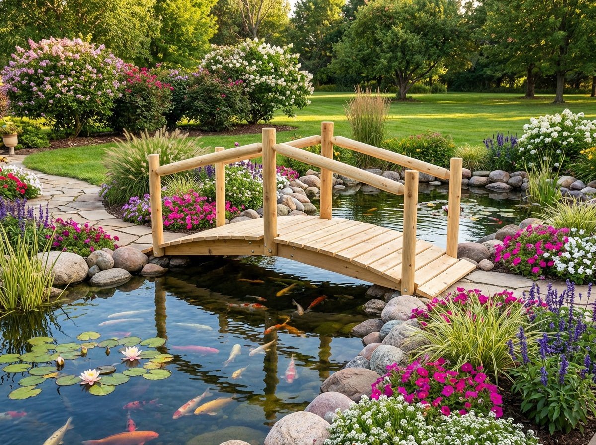Rustic Wooden Garden Bridge