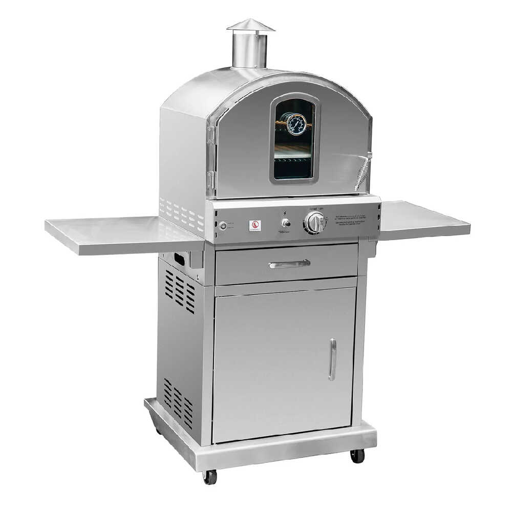 Summerset Freestanding Outdoor Propane Gas Pizza Oven with Cart & Side Shelves