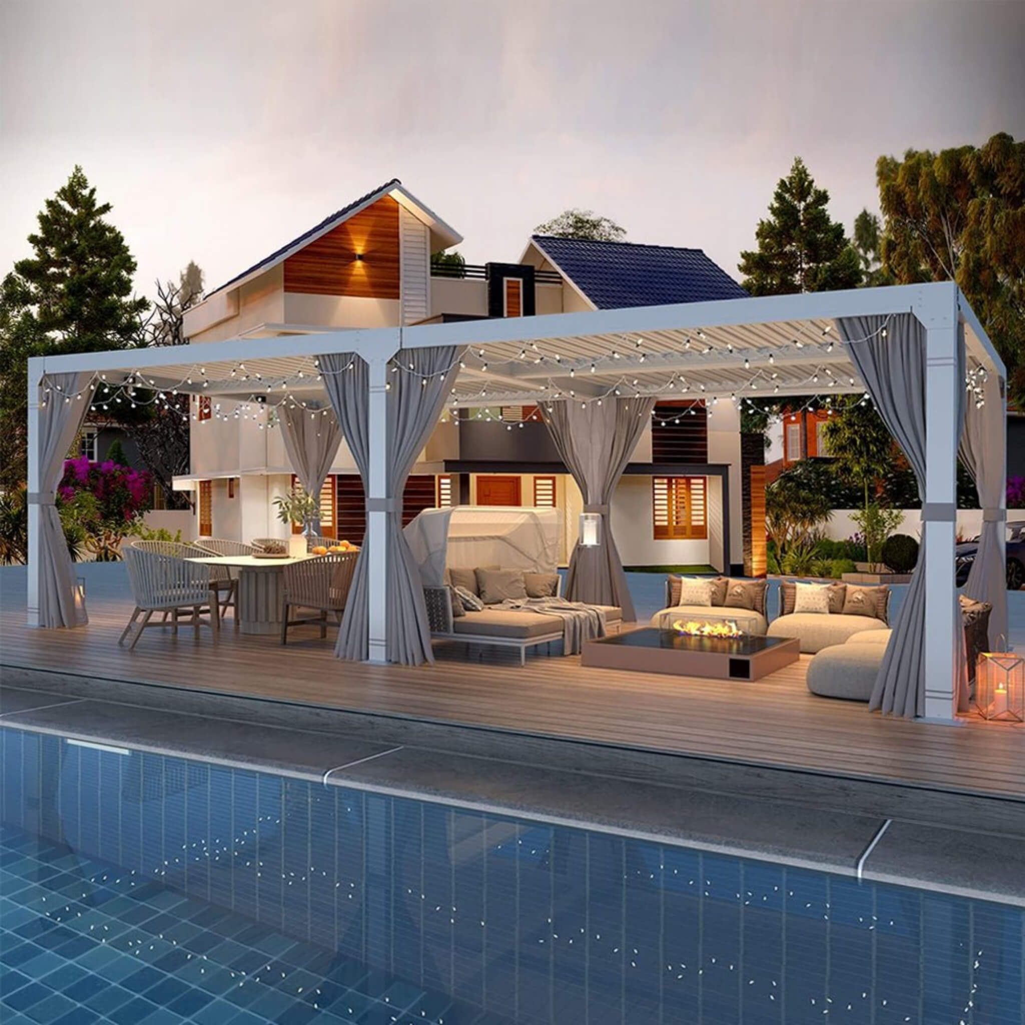 YLN Alora Hardtop Louvered Pergola With Adjustable Aluminum Rainproof Roof